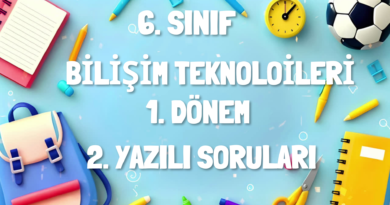 6. Sınıf Bilişim Teknolojileri 1. Dönem 2. Yazılı Soruları